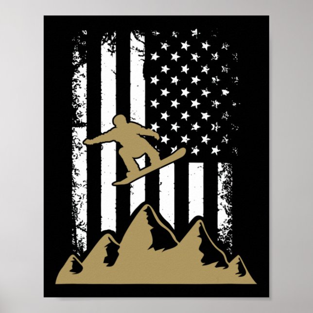 Snowboard Flag Winter Snowboarden Sport Ski Gesche Poster (Vorne)