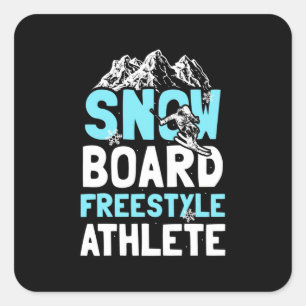 Snowboard Freestyle Athlete Quadratischer Aufkleber