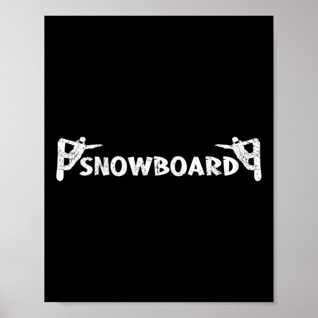 Snowboard Funny Distressed Look Snowboarden Snowb Poster (Vorne)