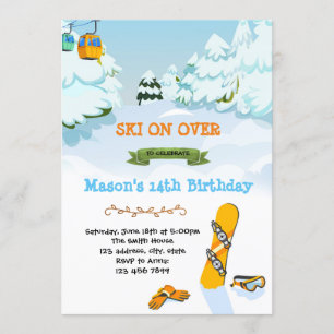 Snowboard-Geburtstagsparty-Karte Einladung