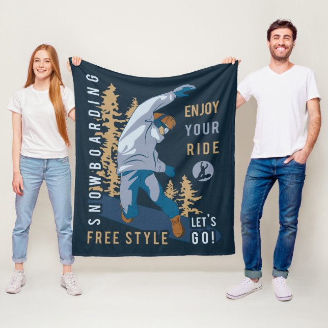Snowboard. Genießen Sie Ihre Fahrt Fleecedecke (Beispiel)