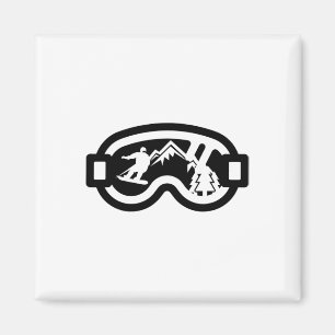 Snowboard Goggles Mountain Snowboarden Magnet