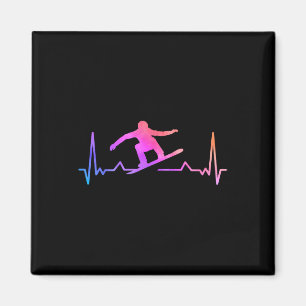 Snowboard Heartbeat 80er 90er Retro Winter Snowboa Magnet