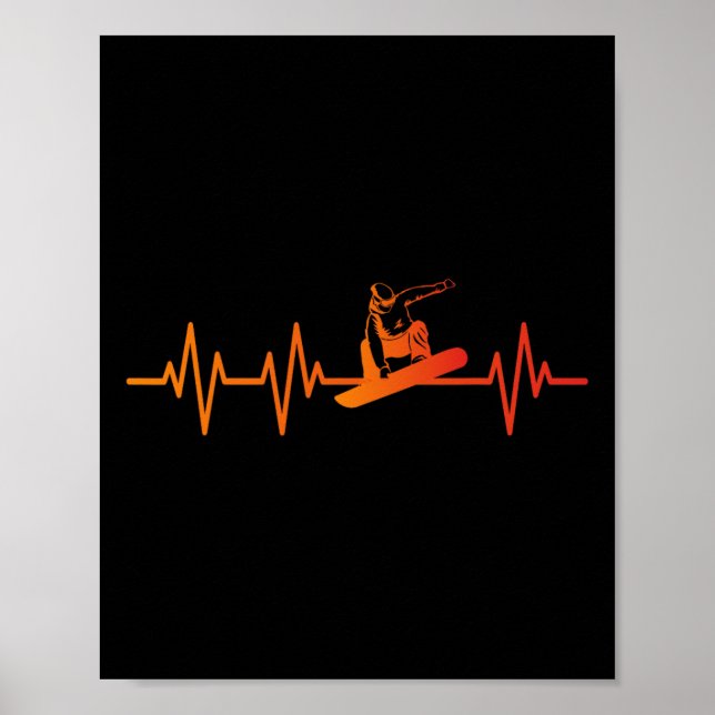 Snowboard Heartbeat 80er 90er Retro Winter Snowboa Poster (Vorne)