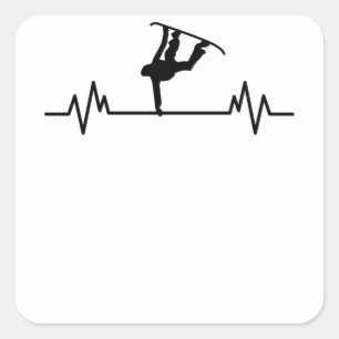 Snowboard Heartbeat Funny Sport Snowboarden Gesche Quadratischer Aufkleber