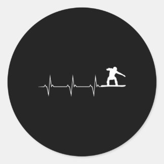 Snowboard Heartbeat - Snowboard Runder Aufkleber