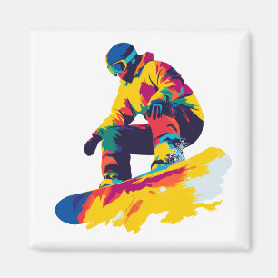 Snowboard-Illustration Wasserfarben Kunstmalerei Magnet
