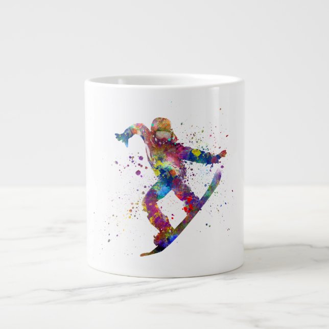 Snowboard in Aquarell Jumbo-Tasse (Vorderseite)