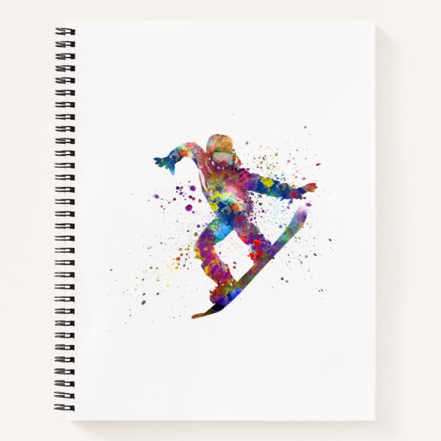 Snowboard in Aquarell Notizbuch (Vorderseite)