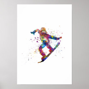 Snowboard in Aquarell Poster