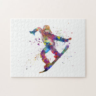 Snowboard in Aquarell Puzzle