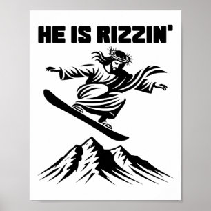 Snowboard Jesus Christ Snowboarden Rizzins Schnee  Poster
