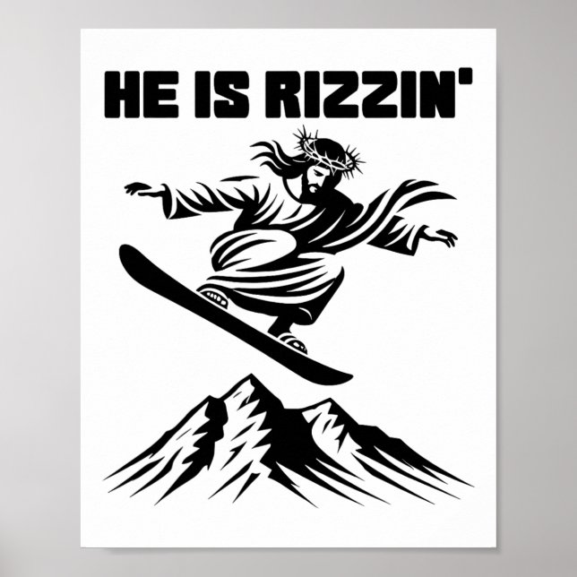 Snowboard Jesus Christ Snowboarden Rizzins Schnee  Poster (Vorne)