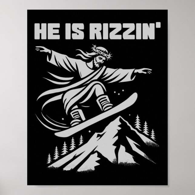 Snowboard Jesus Christ Snowboarden Rizzins Schnee  Poster (Vorne)