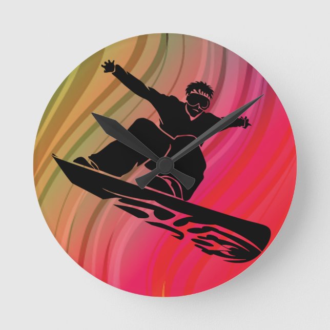 Snowboard Jump Runde Wanduhr (Vorderseite)