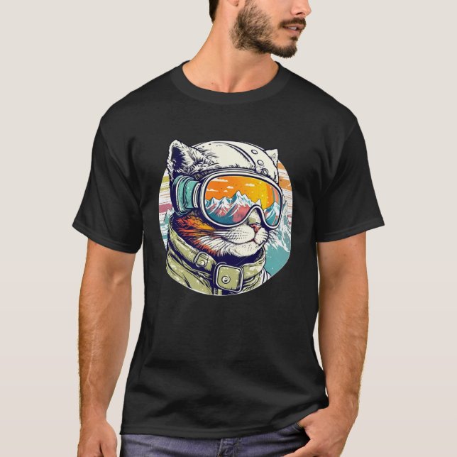 Snowboard-Katze Cooler Snowboarder oder Skifahrer  T-Shirt (Vorderseite)