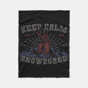 Snowboard Keep Calm Vintage Retro Snowboarden Wint Fleecedecke
