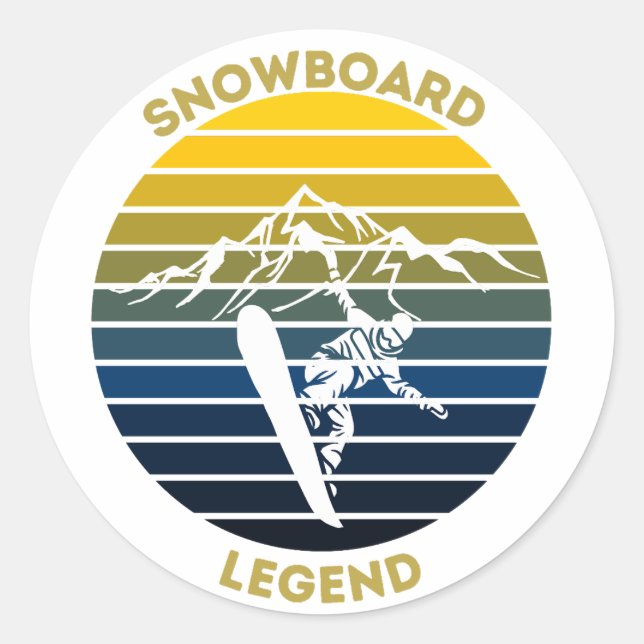 Snowboard Legende Runder Aufkleber (Vorderseite)
