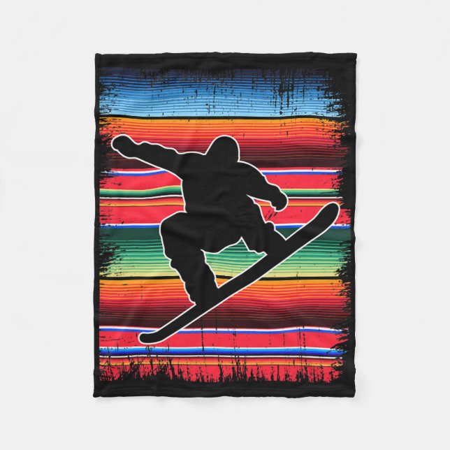 Snowboard Mexican Serape Print Cinco De Mayo Snowb Fleecedecke (Vorderseite)