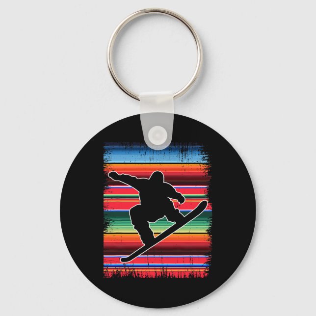Snowboard Mexican Serape Print Cinco De Mayo Snowb Schlüsselanhänger (Vorderseite)