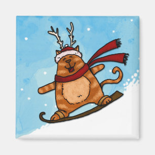 Snowboard-Miezekatze Magnet