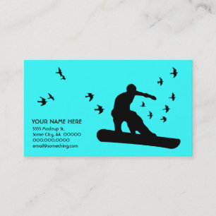 Snowboard mit Vögeln: farblich anpassbar Visitenkarte