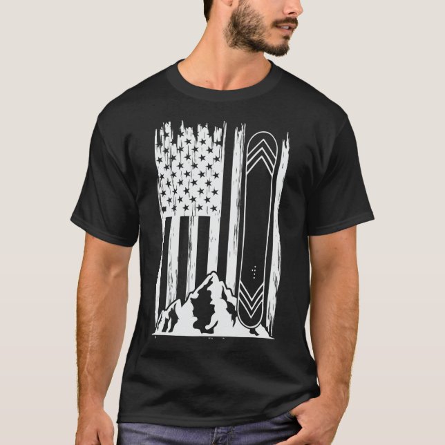 Snowboard Mountains American Flag Winter Sport Top (Vorderseite)