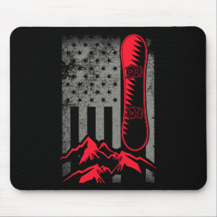 Snowboard Mountains American Flag Winter Sport Top Mousepad