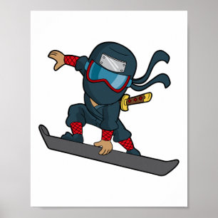 Snowboard Ninja Snowboarder Snowboarder Winter Sno Poster
