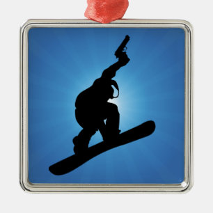 Snowboard Outlaw Silbernes Ornament
