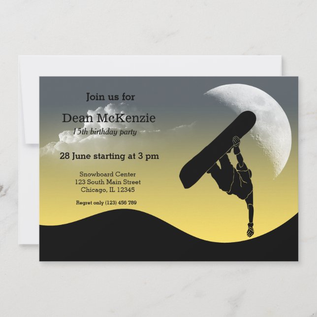 Snowboard-Party Einladung (Vorderseite)