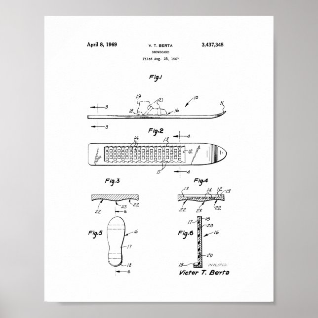 Snowboard-Patent Poster (Vorne)
