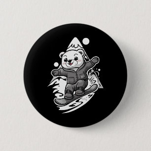 Snowboard Polar Bear Mountain Snowboard Snowboarde Button