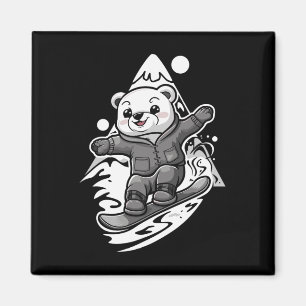 Snowboard Polar Bear Mountain Snowboard Snowboarde Magnet