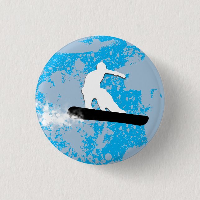 Snowboard. Pulverschnee. Button (Vorderseite)