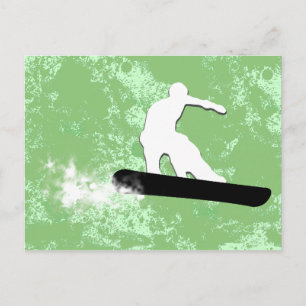 Snowboard. Pulverschnee. Postkarte