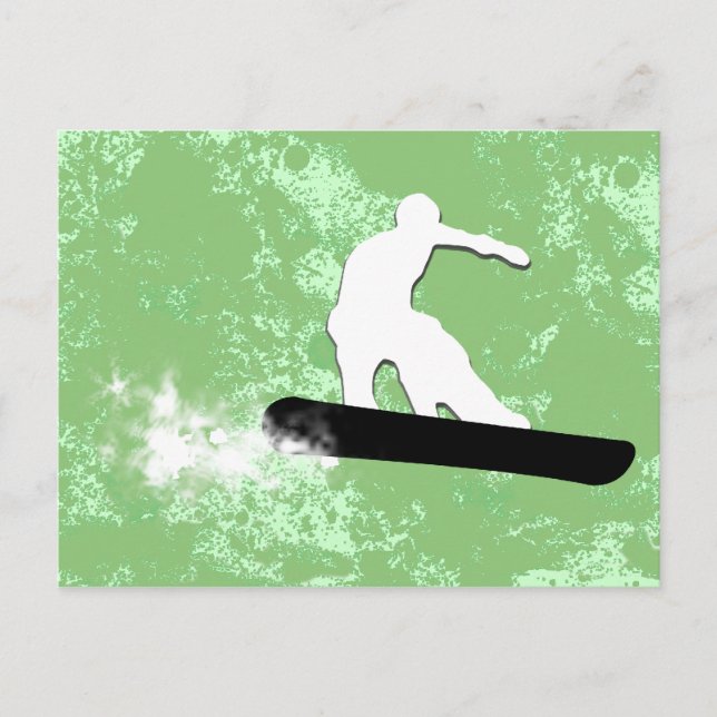 Snowboard. Pulverschnee. Postkarte (Vorderseite)