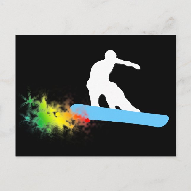 Snowboard. Pulverschnee. Postkarte (Vorderseite)
