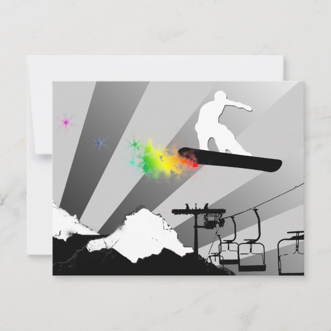Snowboard : Regenbogenpulvers Einladung (Vorderseite)