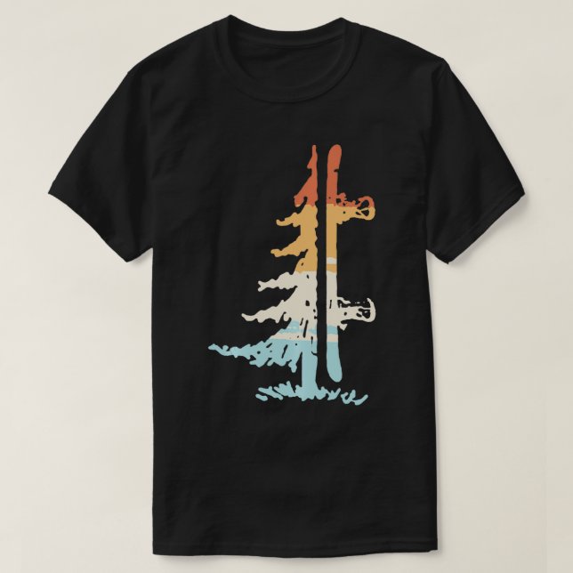 Snowboard-Retro-Baum T-Shirt (Design vorne)