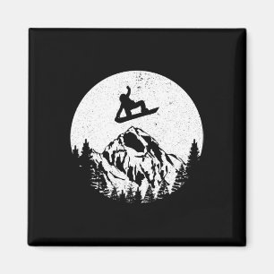 Snowboard Retro Snowboarden Geschenk Magnet