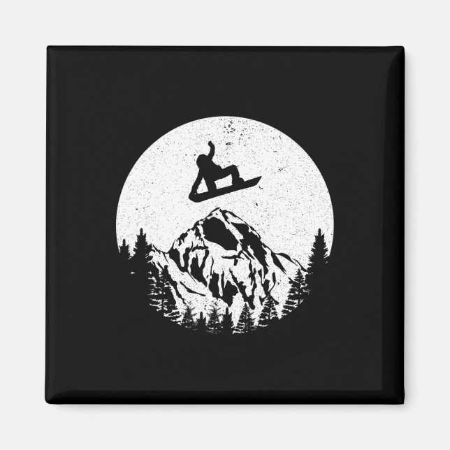 Snowboard Retro Snowboarden Geschenk Magnet (Vorne)