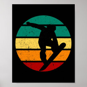 Snowboard Retro Sonnenuntergang Wintersportort Alp Poster