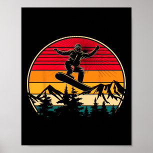 Snowboard Retro Sunset Style Snowboarden Winter S Poster