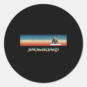 Snowboard Retro Vintag Snowboarden Geschenk Runder Aufkleber