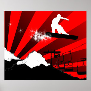Snowboard. Rot. Poster