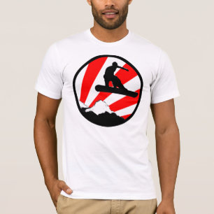 Snowboard. rote Strahlen. Berg T-Shirt