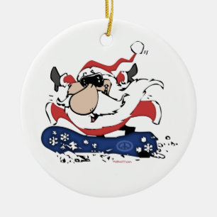 Snowboard Sankt mit Namensverzierungen Keramik Ornament