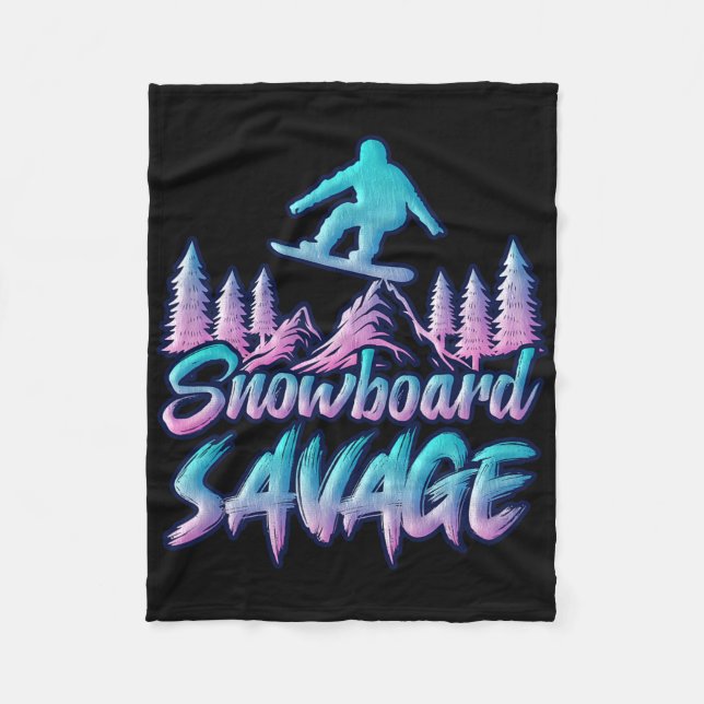 Snowboard Savage Funny Snowboarder Kinder Snowboar Fleecedecke (Vorderseite)