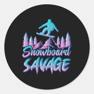 Snowboard Savage Funny Snowboarder Kinder Snowboar Runder Aufkleber